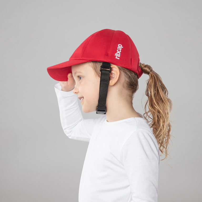 Baseball cap red Ribcap medical grade helmet child girl